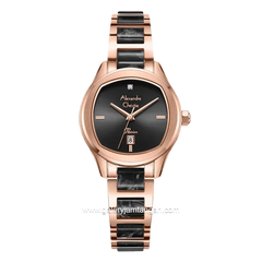 Alexandre Christie AC 2B82 LD Rosegold Black Combination Stainless Steel Ceramic