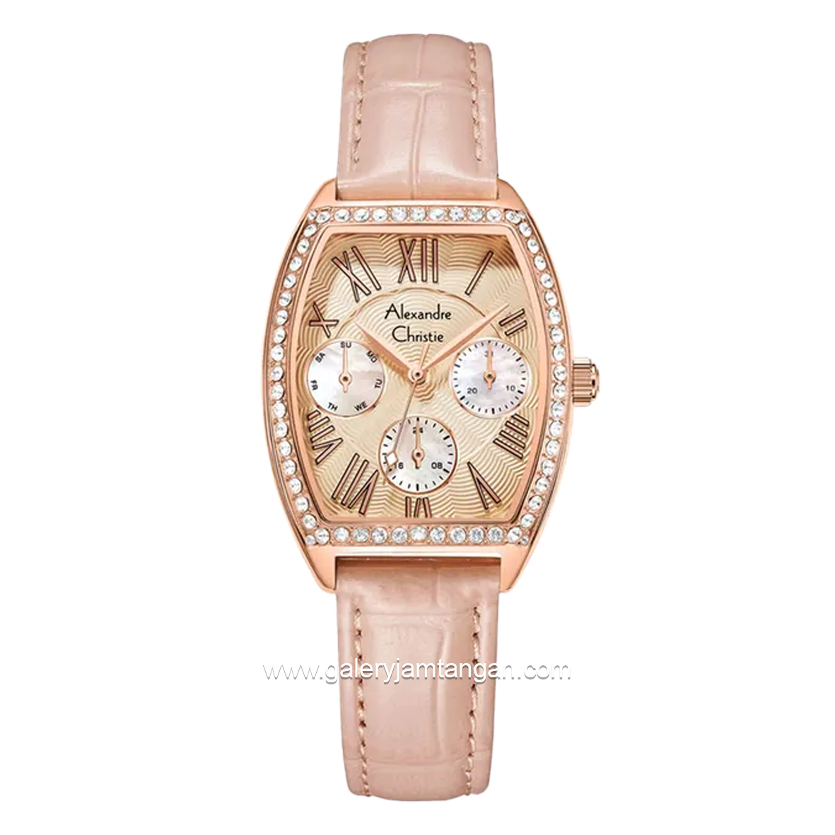 Alexandre Christie AC 2B86 BF Multifunction Pink Rosegold Leather Strap