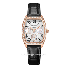 Alexandre Christie AC 2B86 BF Multifunction Black Rosegold Leather Strap