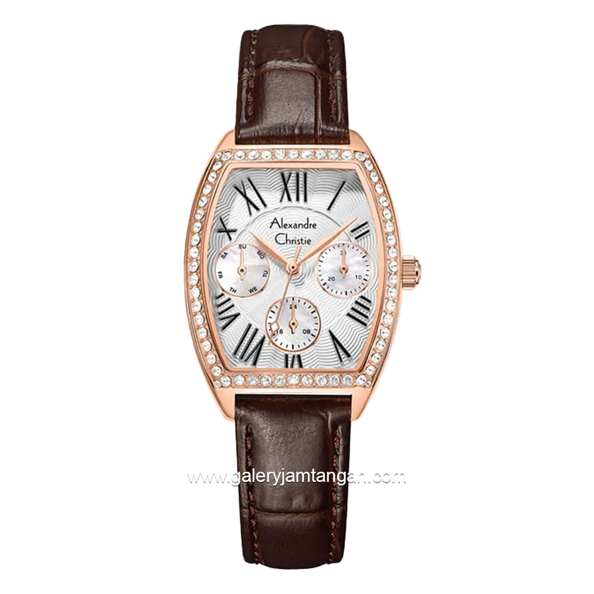 Alexandre Christie AC 2B86 BF Multifunction Brown Rosegold Leather Strap