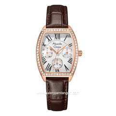 Alexandre Christie AC 2B86 BF Multifunction Brown Rosegold Leather Strap