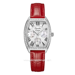Alexandre Christie AC 2B86 BF Multifunction Red Silver Leather Strap