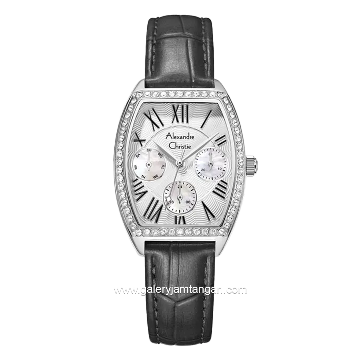 Alexandre Christie AC 2B86 BF Multifunction Gray Silver Leather Strap