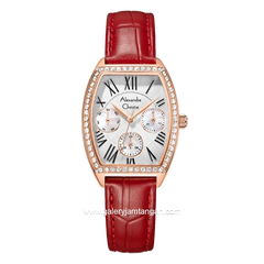 Alexandre Christie AC 2B86 BF Multifunction Red Rosegold Leather Strap