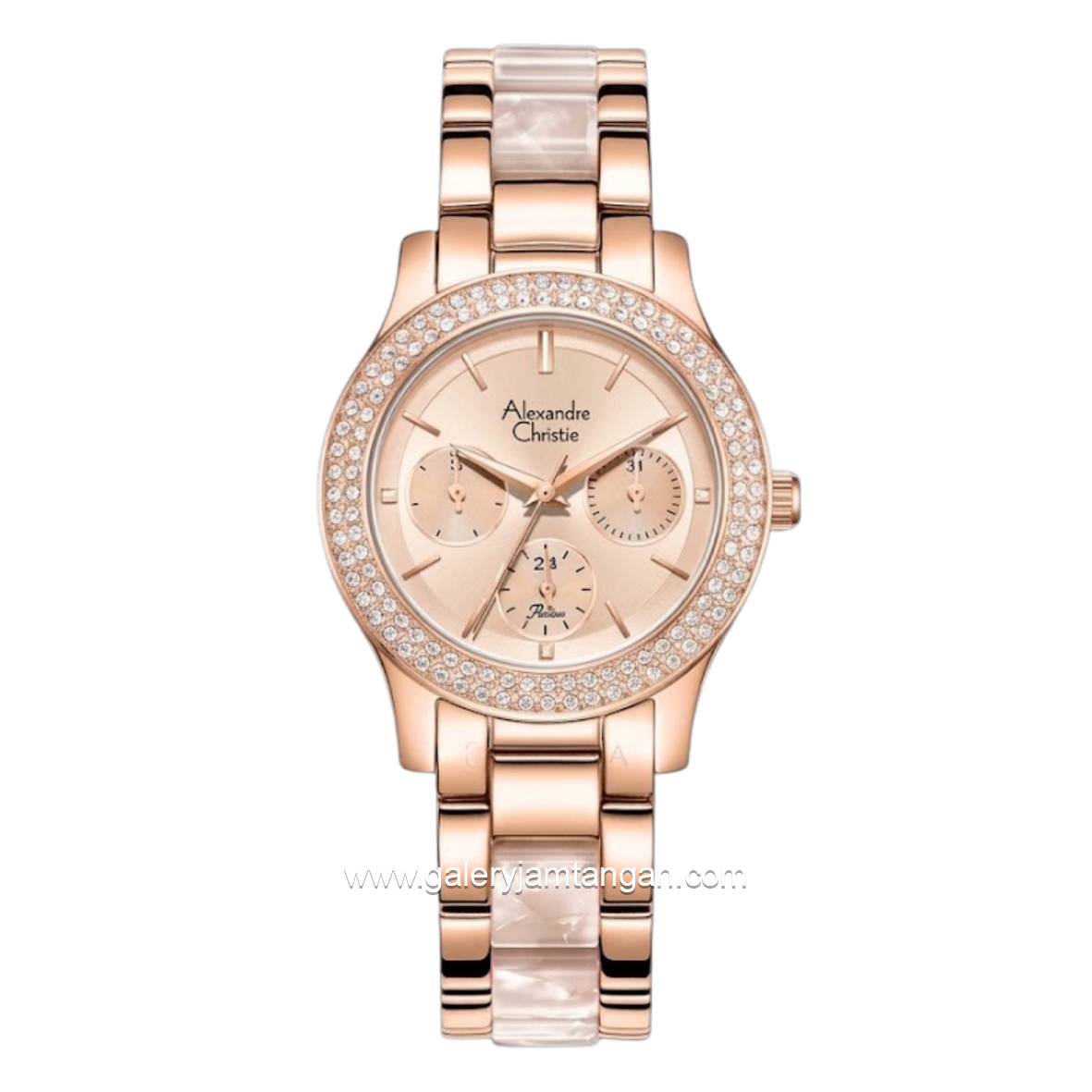Alexandre Christie AC 2C02 BFBRGRGPN Dual Tone Dial Rosegold St Steel Acetate Strap