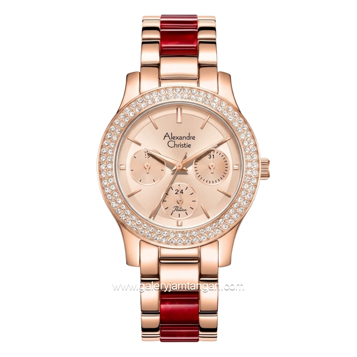 Alexandre Christie AC 2C02 BFBRGRGRE Dual Tone Dial Rosegold St Steel Acetate Strap