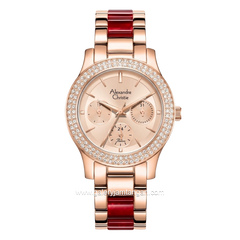 Alexandre Christie AC 2C02 BFBRGRGRE Dual Tone Dial Rosegold St Steel Acetate Strap