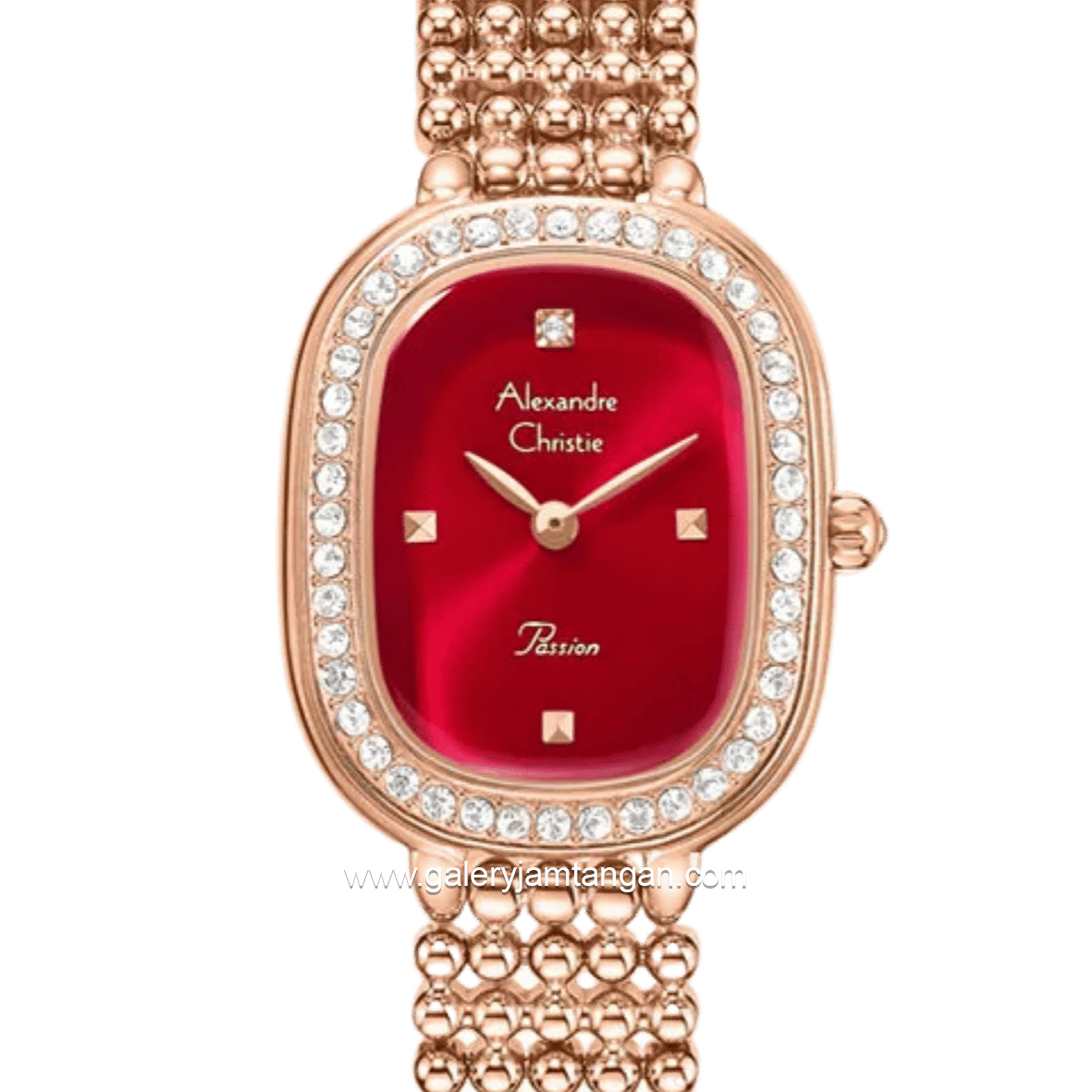 Alexandre Christie Passion AC 2C12 LH BRGRE Rosegold Dial Red Stainless Steel Strap
