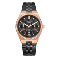 Alexandre Christie Passion AC 2C19 BFBBRBA Multifunction Black Rosegold Stainless Steel Strap