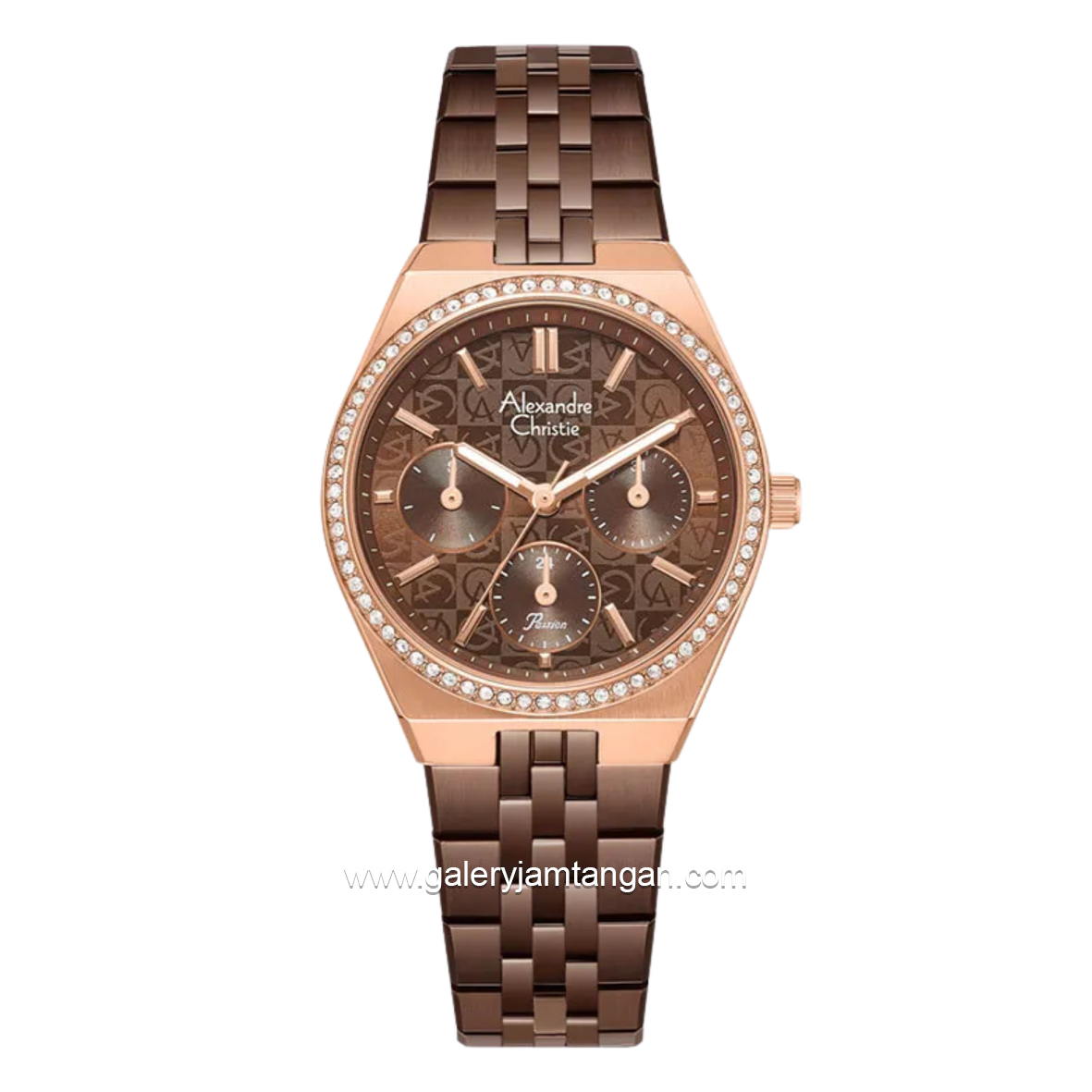 Alexandre Christie Passion AC 2C19 BF BROBO Multifunction Brown Dial Brown Stainless Steel Strap