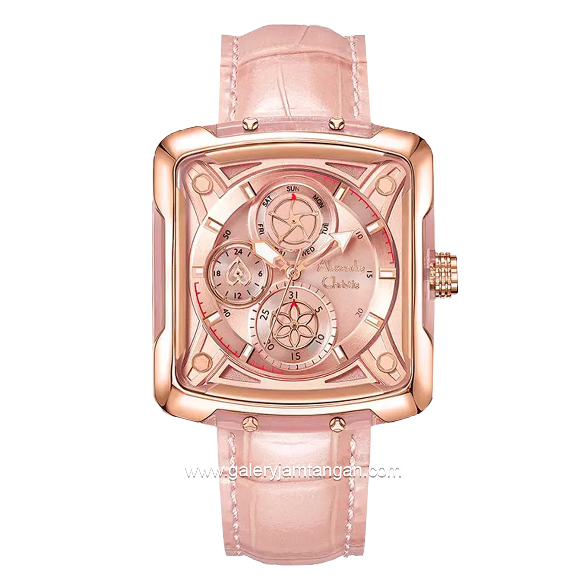 Alexandre Christie AC 3030 BF Multifunction Pink Rosegold Leather Strap