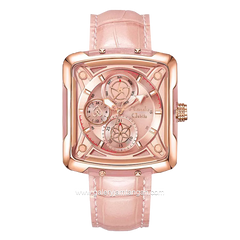 Alexandre Christie AC 3030 BF Multifunction Pink Rosegold Leather Strap