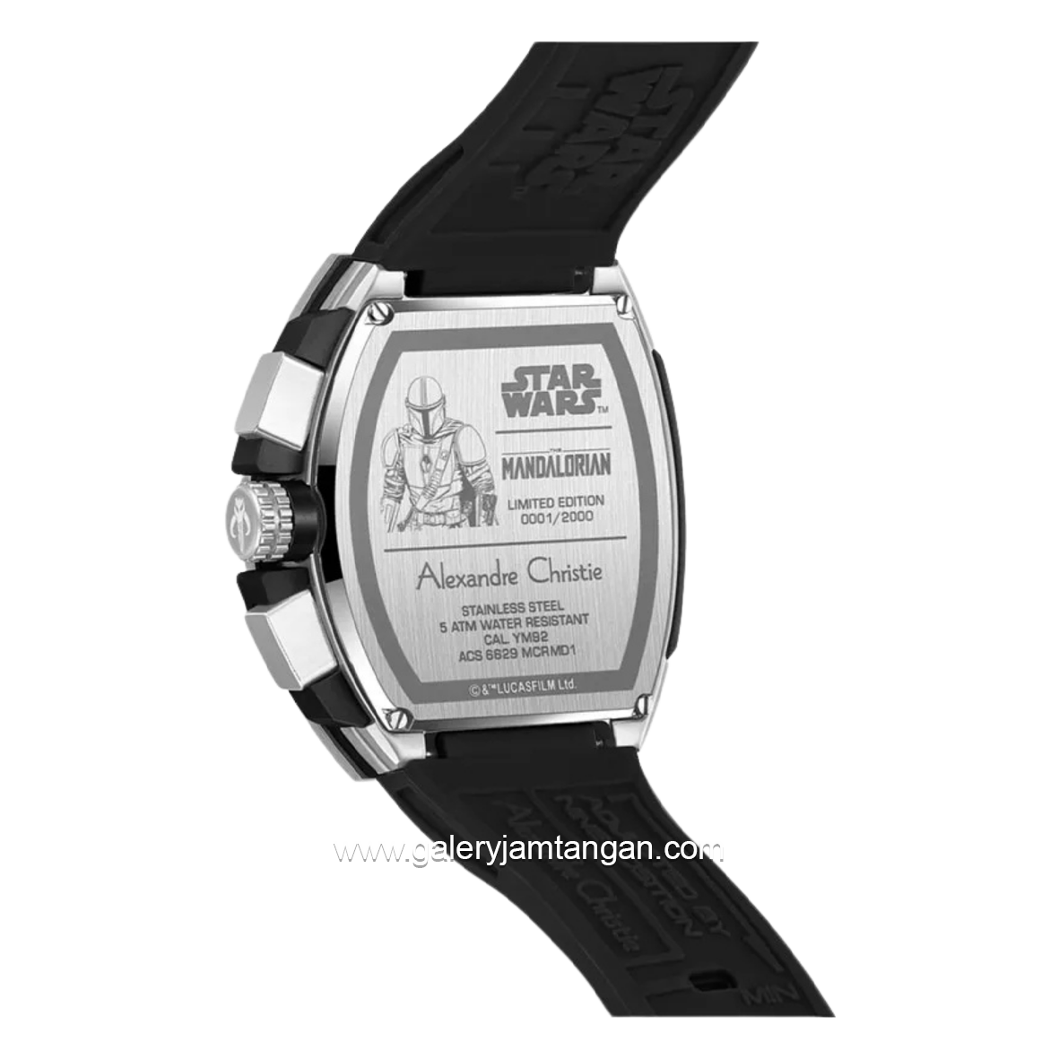 Alexandre Christie X Star Wars AC 6629 MCRMD1 Men The Mandalorian Edition Black Rubber Limited Edition