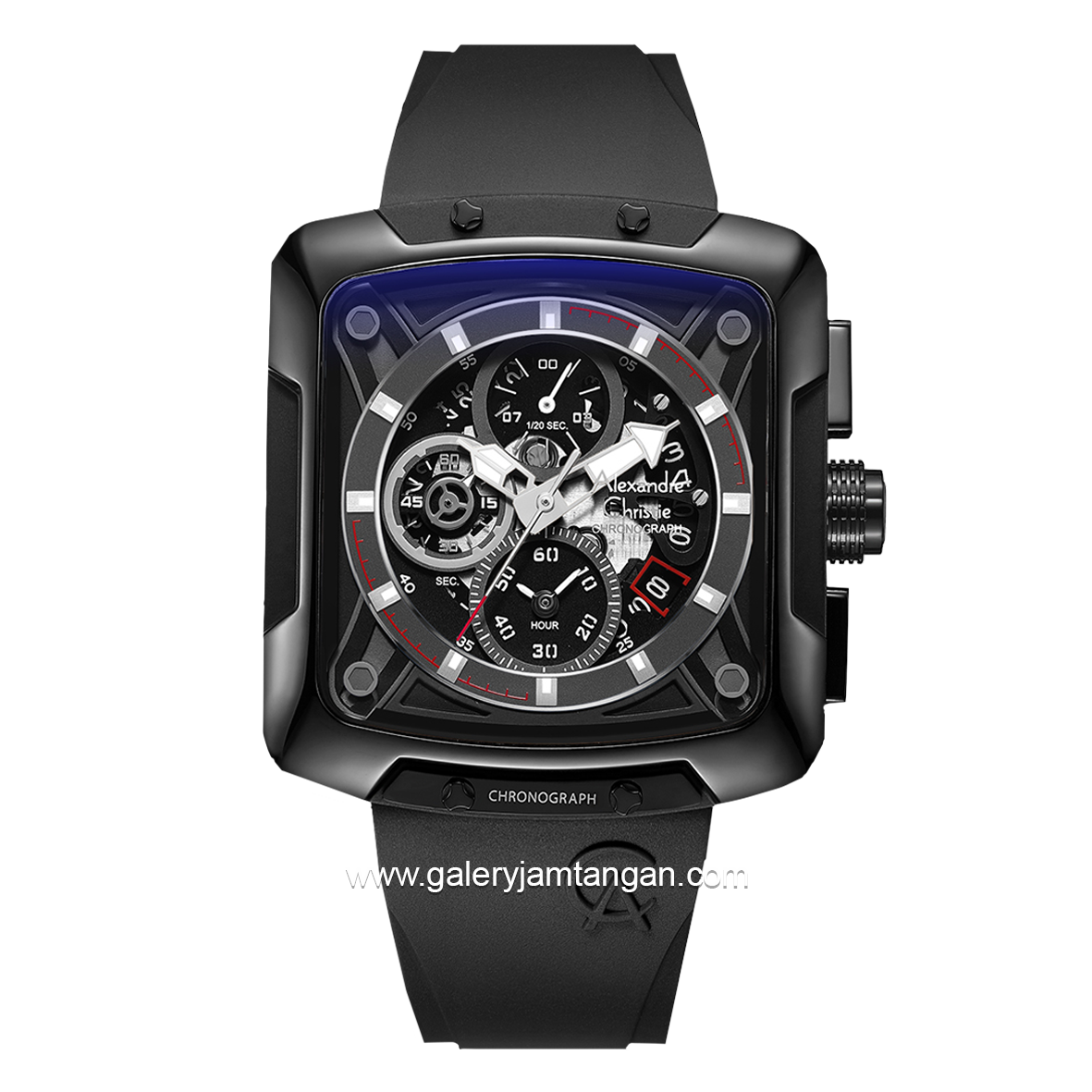 Alexandre Christie AC 3030 GC Full Black Rubber Strap