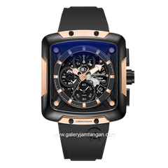 Alexandre Christie AC 3039 GC Black Rosegold Ring Black Rubber Strap