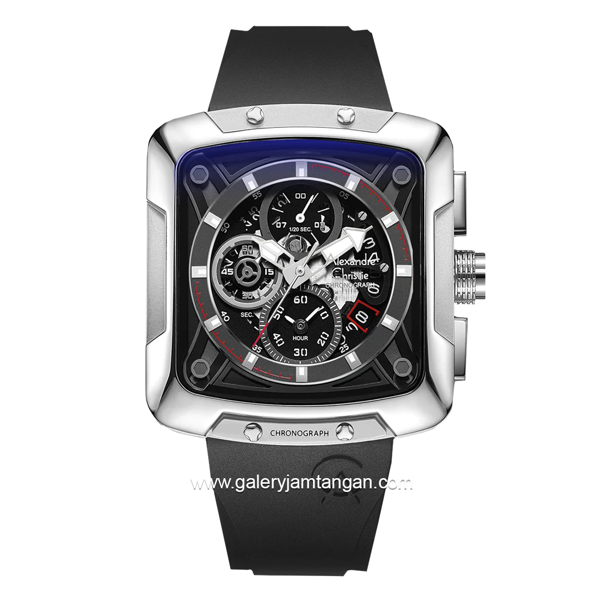 Alexandre Christie AC 3030 GC Black Silver Rubber Strap
