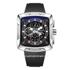 Alexandre Christie AC 3030 GC Black Silver Rubber Strap