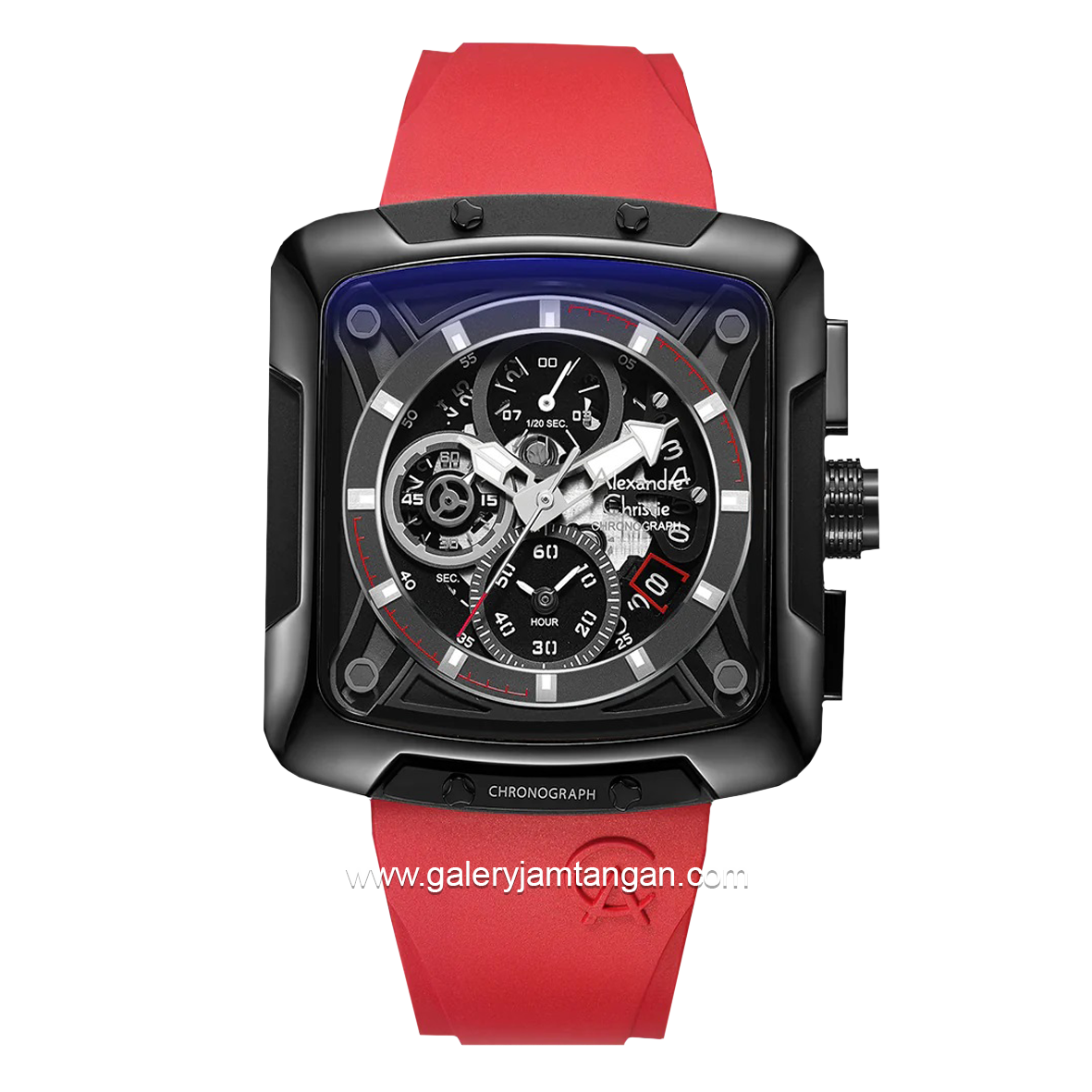 Alexandre Christie AC 3030 GC Red Black Rubber Strap