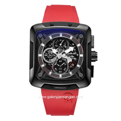 Alexandre Christie AC 3030 GC Red Black Rubber Strap