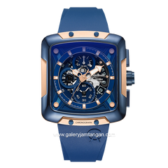 Alexandre Christie AC 3039 GC Blue Rosegold Rubber Strap