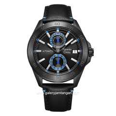 Alexandre Christie AC 3045 MA Black List Blue Automatic Leather Strap