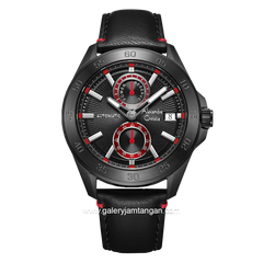 Alexandre Christie AC 3045 MA Black List Red Automatic Leather Strap