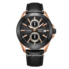 Alexandre Christie AC 3045 MA Black Rosegold Dial Black Automatic Leather Strap