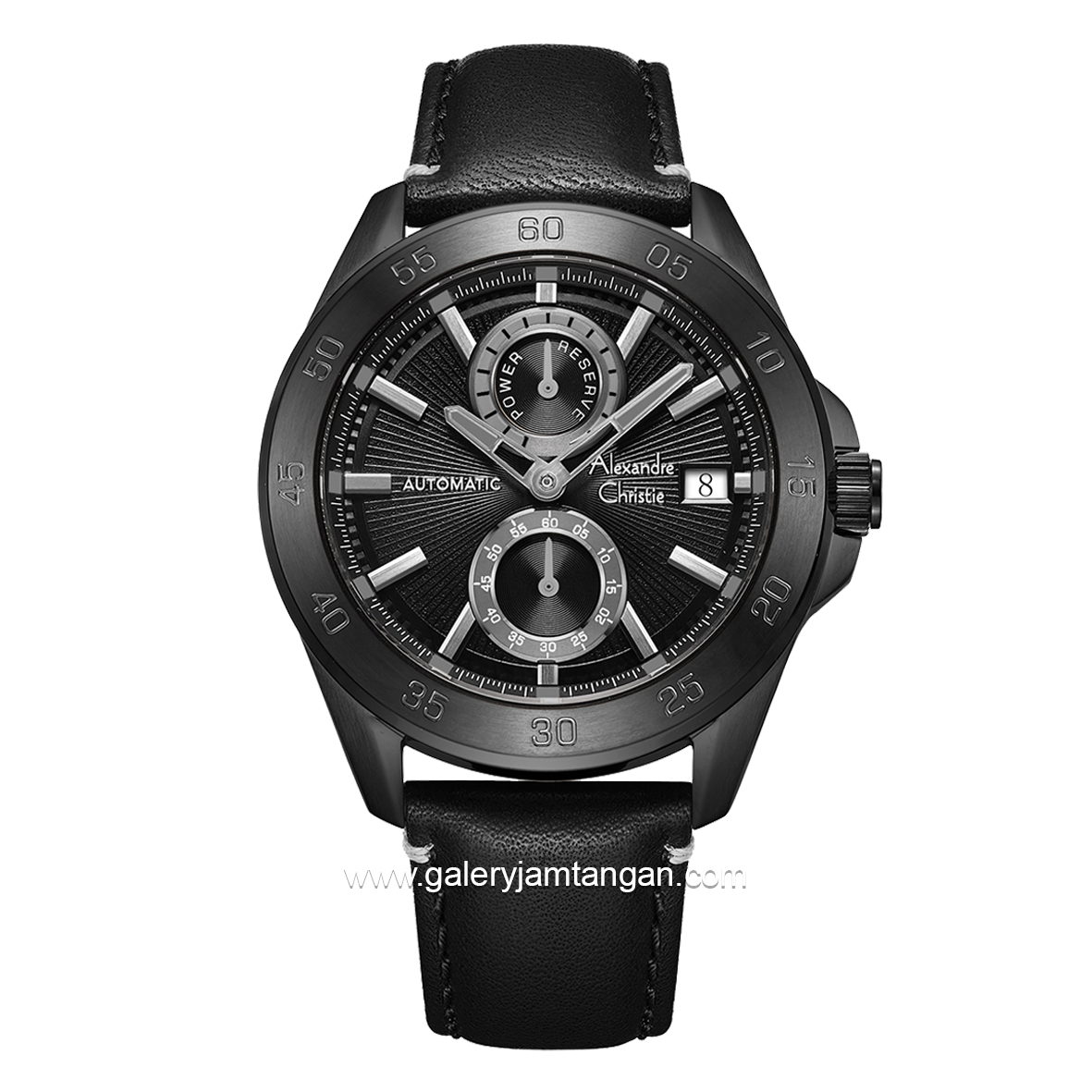 Alexandre Christie AC 3045 MA Black Dial Black Automatic Leather Strap