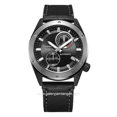 Alexandre Christie Automatic AC 3046 MA Black Ring Grey Leather Strap