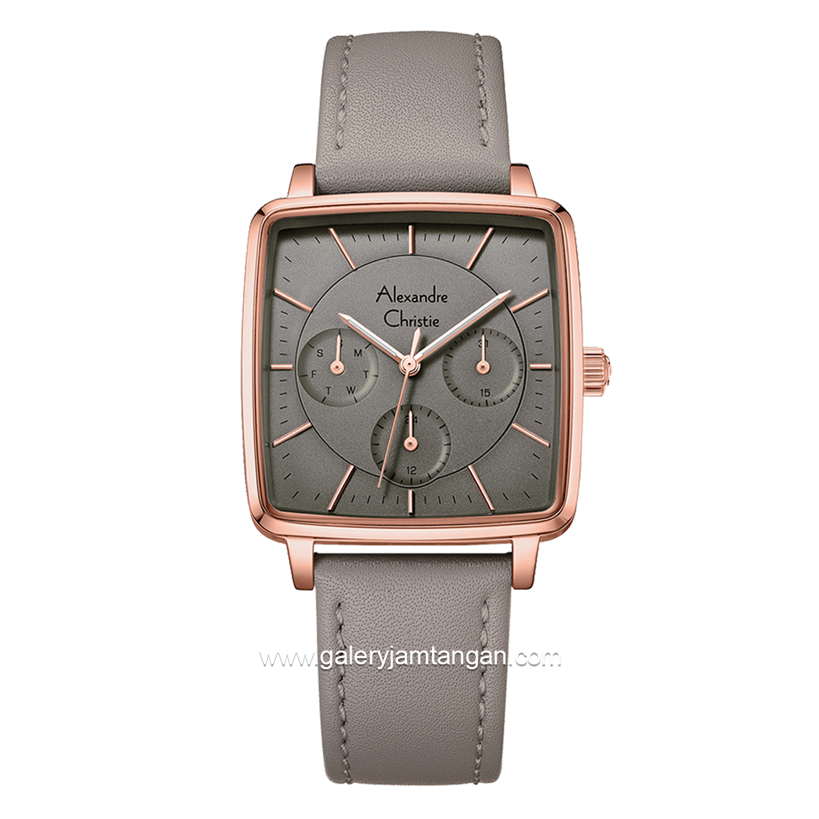 Alexandre Christie AC 5003 BF Grey Rosegold Multifunction Leather Strap