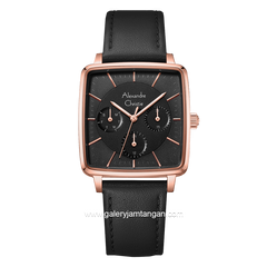 Alexandre Christie AC 5003 BF Black Rosegold Multifunction Leather Strap