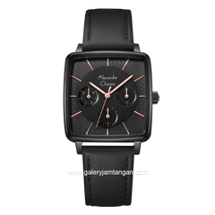 Alexandre Christie AC 5003 BF Full Black Multifunction Leather Strap