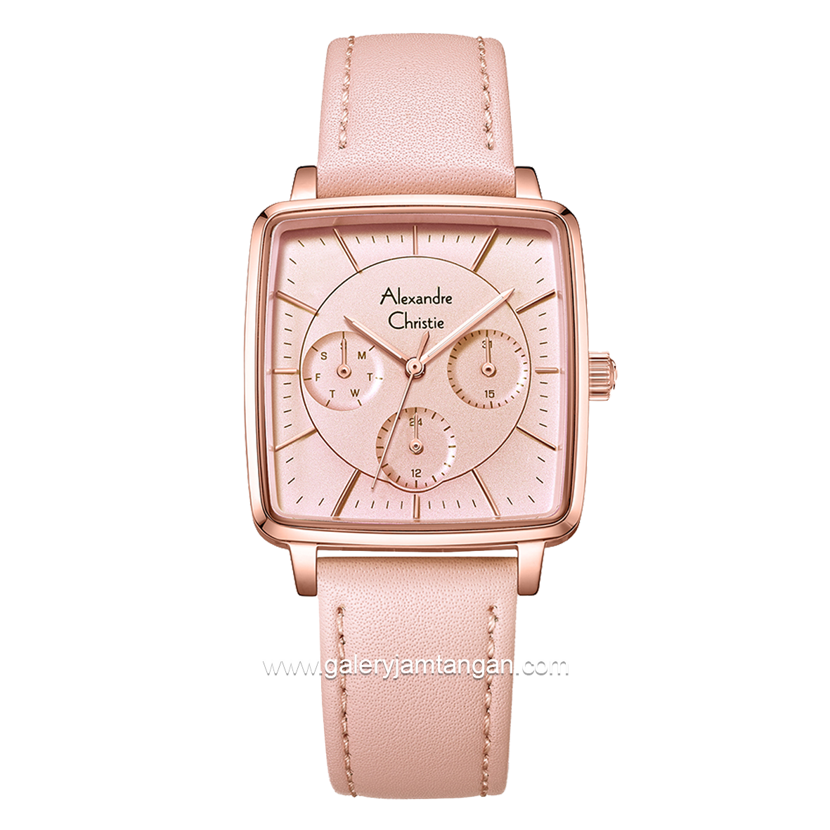 Alexandre Christie AC 5003 BF Pink Multifunction Leather Strap
