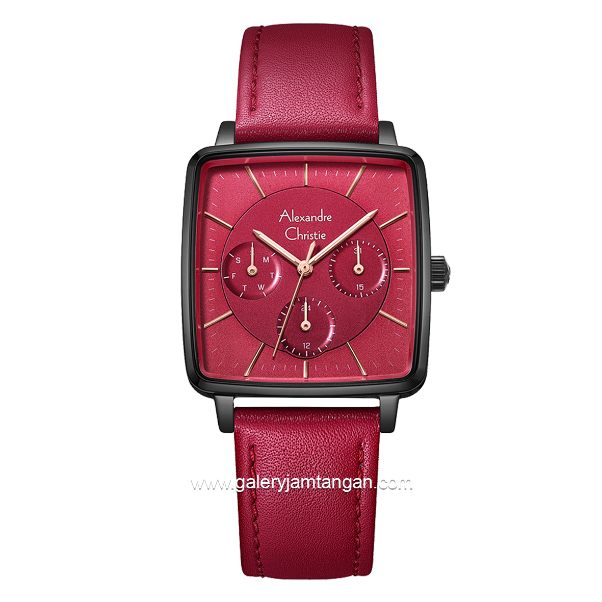 Alexandre Christie AC 5003 BF Red Multifunction Leather Strap