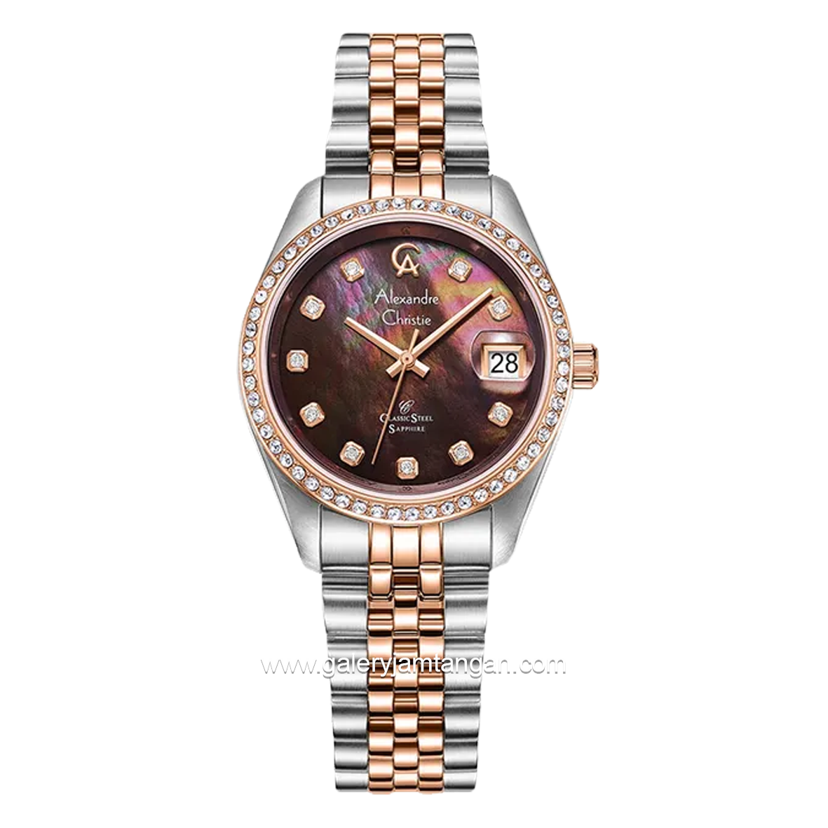 Alexandre Christie AC 5012 LD Combination Rosegold Dial Brown Stainless Steel