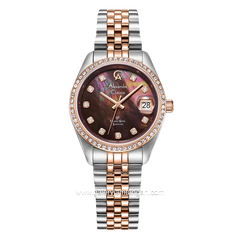 Alexandre Christie AC 5012 LD Combination Rosegold Dial Brown Stainless Steel