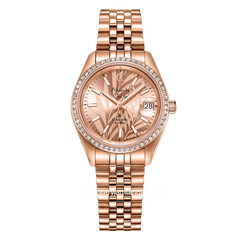 Alexandre Christie AC 5012 LD Rosegold Dial Motif Sapphire Crystal Glass