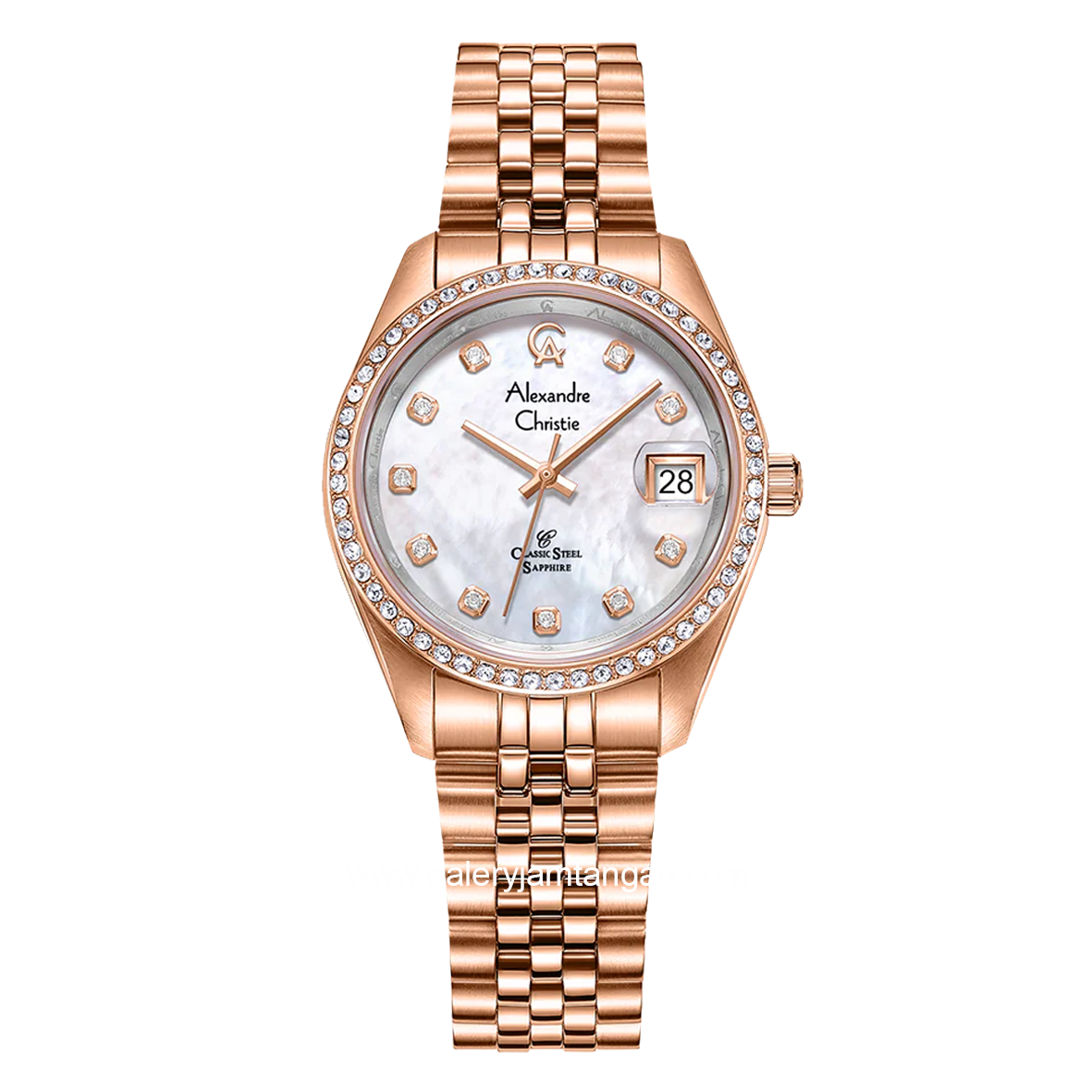 Alexandre Christie AC 5012 LD Rosegold Sapphire Crystal Glass