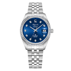 Alexandre Christie AC 5012 LD Silver Dial Blue Sapphire Crystal Glass