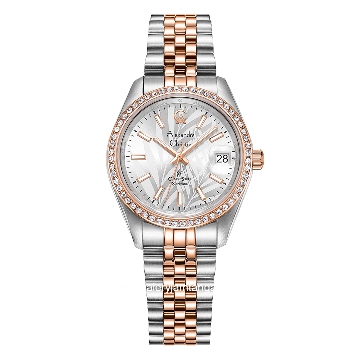 Alexandre Christie AC 5012 LD Silver Combinasi Dial Motif Sapphire Crystal Glass