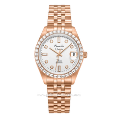 Alexandre Christie AC 5013 LDBRGSLDR Rosegold Dial White Stainless Steel Strap