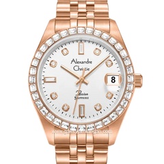 Alexandre Christie AC 5013 LDBRGSLDR Rosegold Dial White Stainless Steel Strap