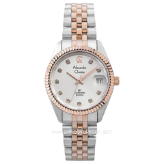 Alexandre Christie AC 5013 LD Silver Combinasi Dial White Sapphire Crystal Glass