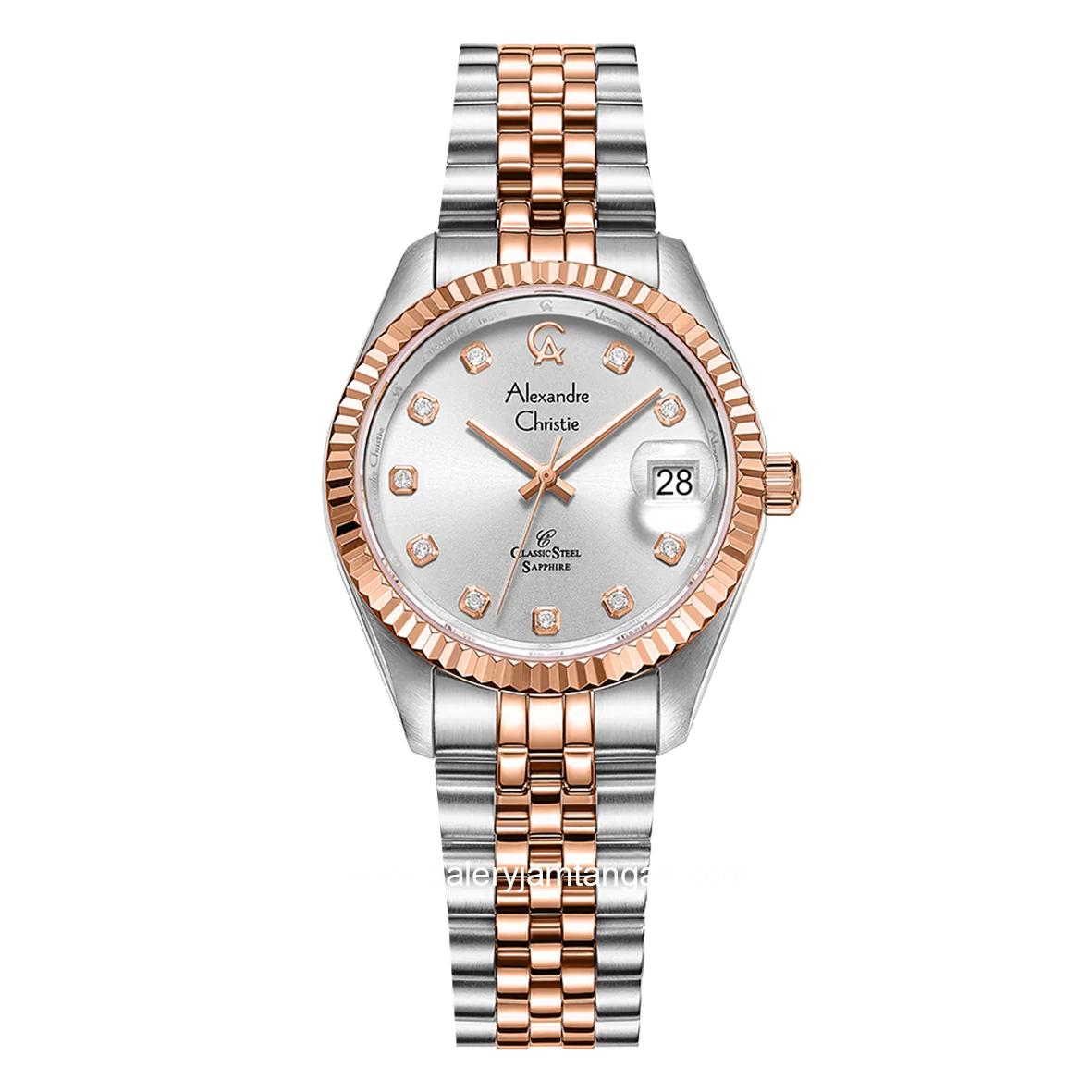 Alexandre Christie AC 5013 LD Silver Combinasi Dial Silver Sapphire Crystal Glass