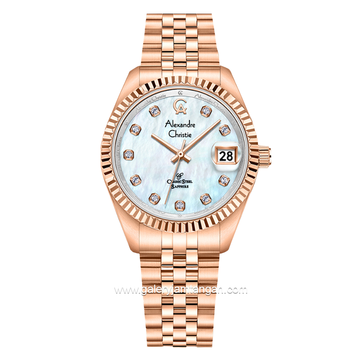 Alexandre Christie AC 5013 LD Rosegold Dial MOP Stainless Steel Strap