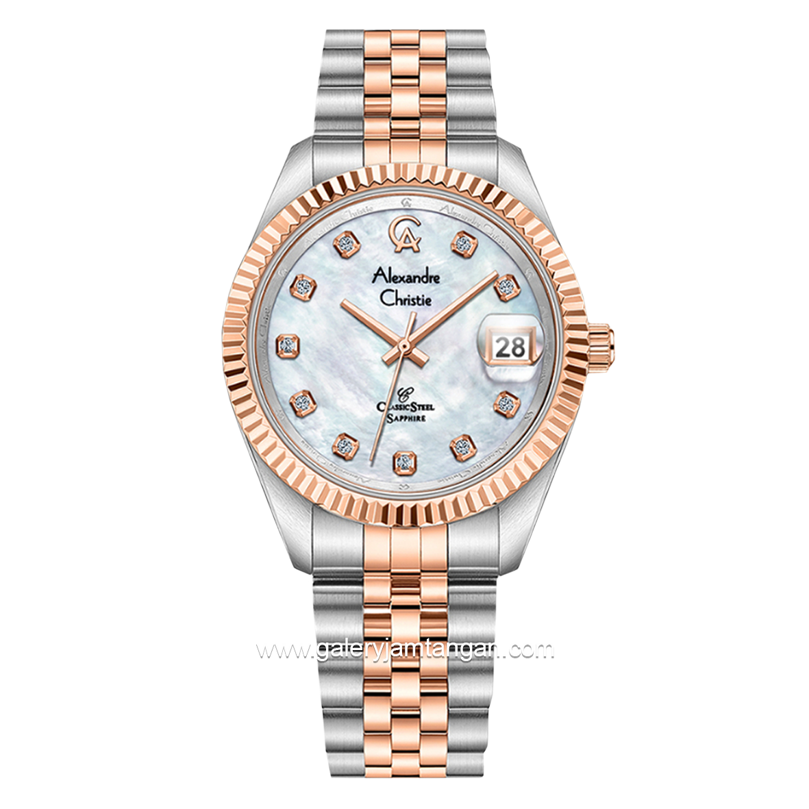 Alexandre Christie AC 5013 MD Silver Combinasi Dial Mother Of Pearl Stainless Steel Strap