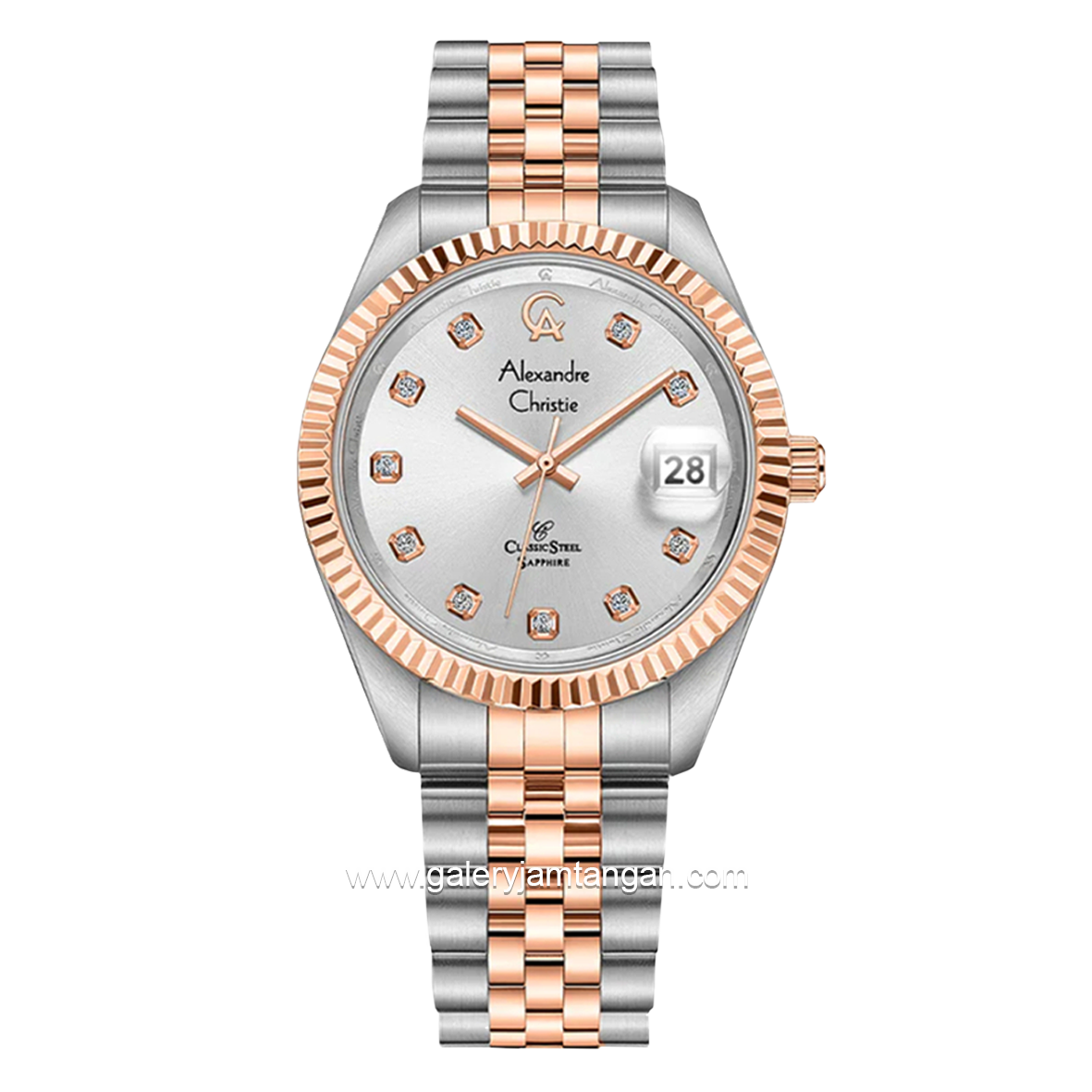 Alexandre Christie AC 5013 MD Silver Combinasi Rosegold Stainless Steel Strap