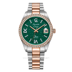 Alexandre Christie AC 5015 LD Silver Combinasi Rosegold Dial Green Stainles Steel Strap