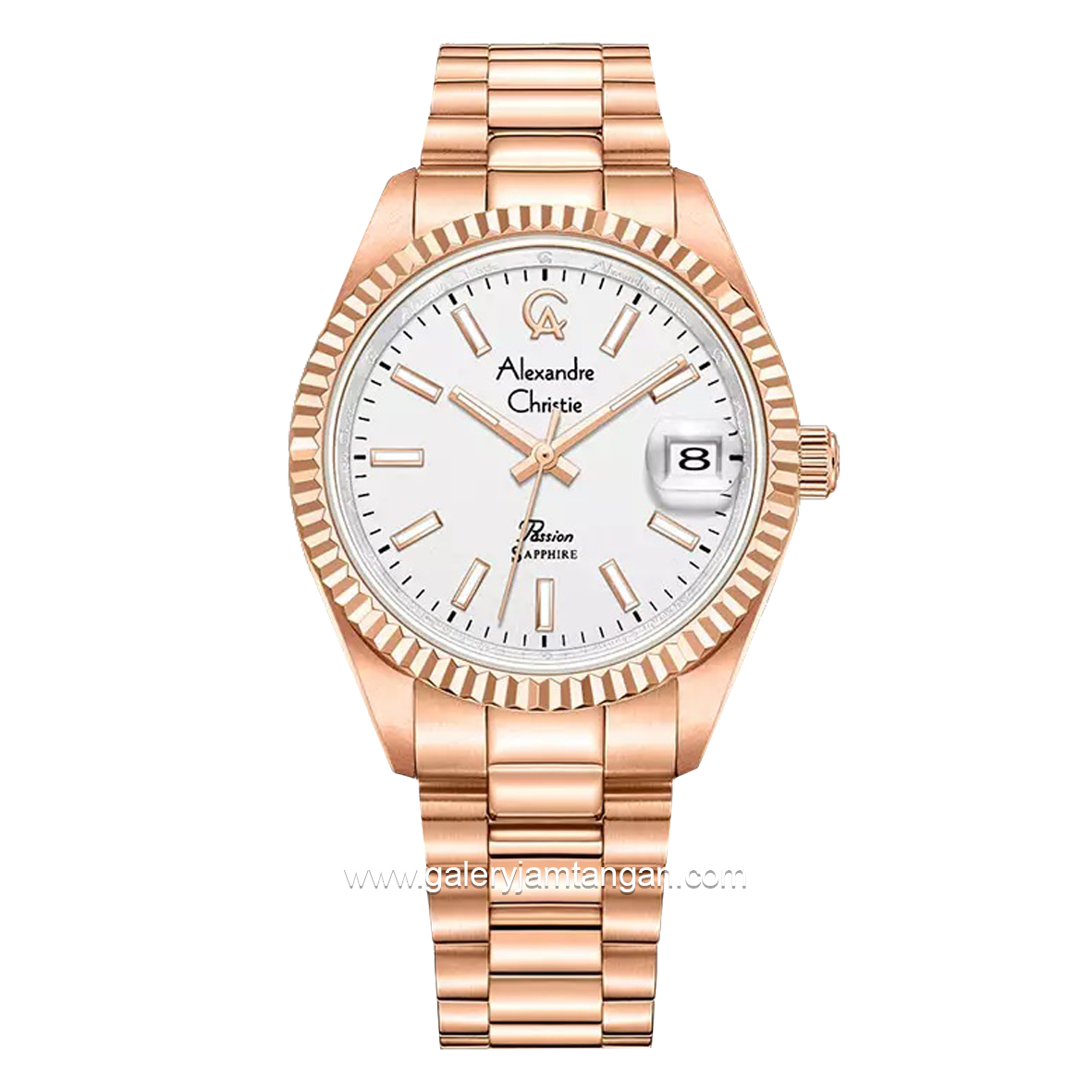 Alexandre Christie AC 5016 LD Rosegold Dial White Stainless Steel