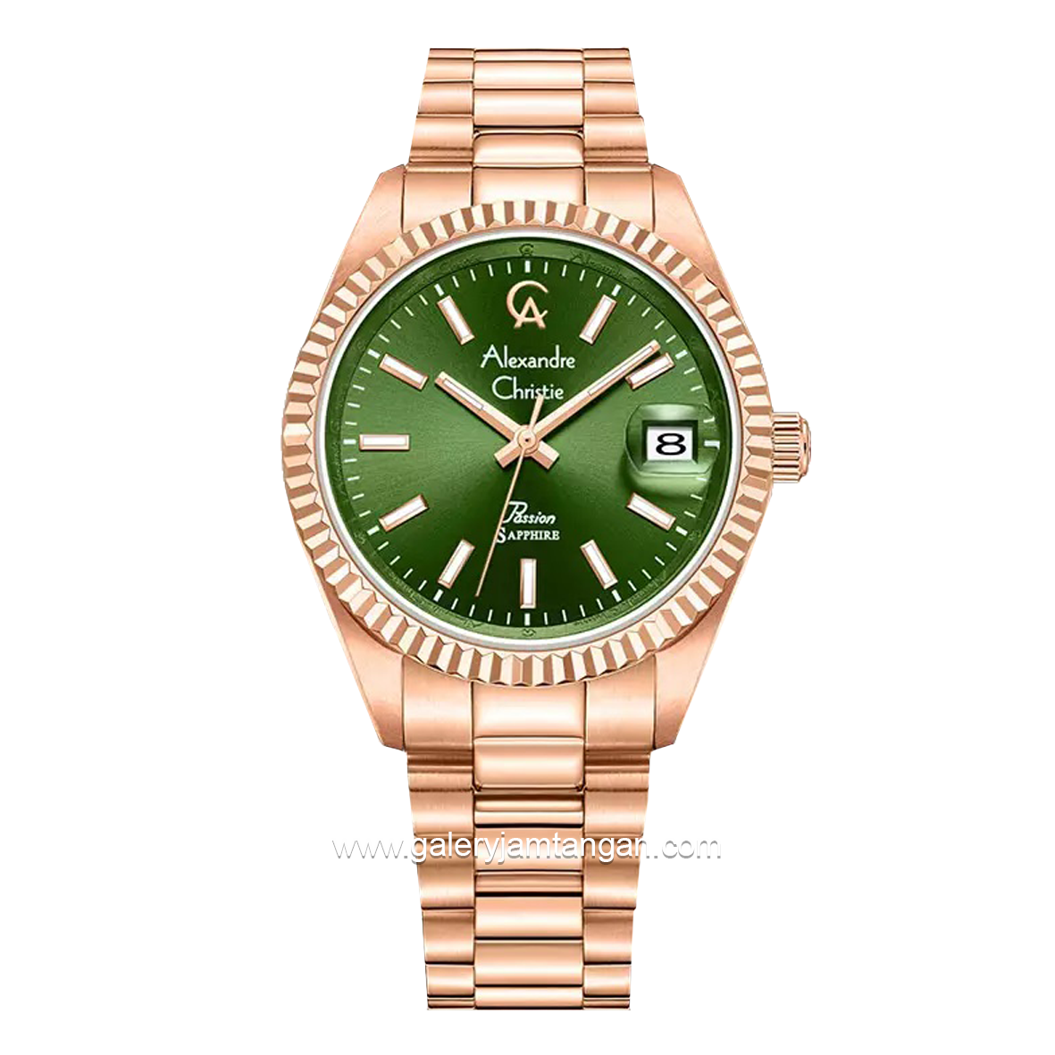 Alexandre Christie AC 5016 LD Rosegold Dial Green Stainless Steel